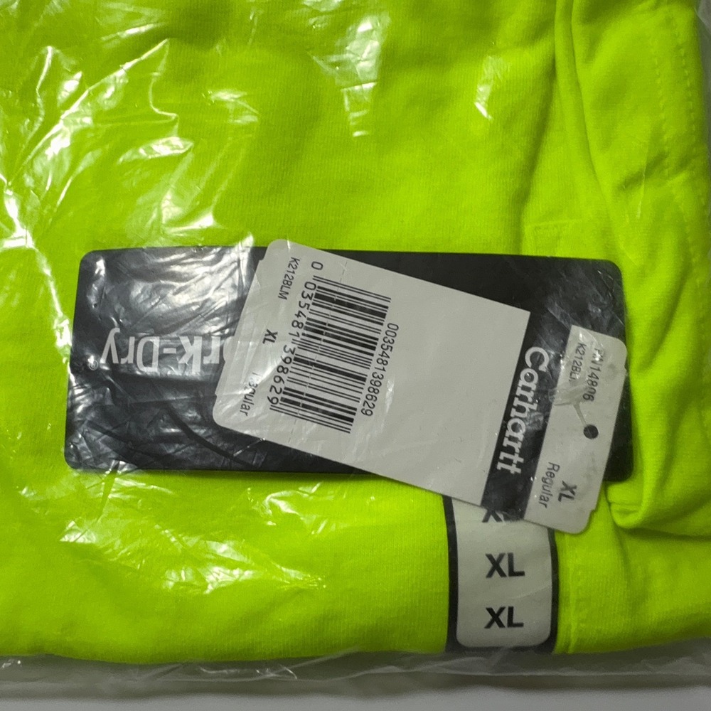 Carhartt Work Dry Short Sleeve Pocket T Men XL K212 BLM Bright Lime NWT Hi-Vis - Picture 3 of 10
